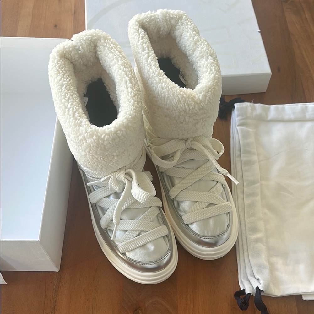 Moncler white snow boots